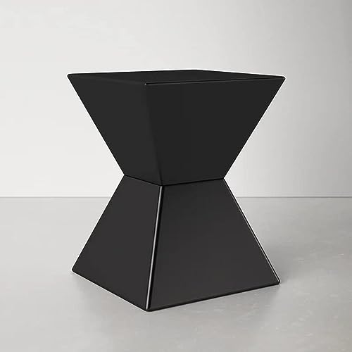 Image of Wooden Block Accent Side Table in Antique Wooden Design, Fully Assembled, End, Bedside Table and Nightstand, for The Living Room and Bedroom-Black