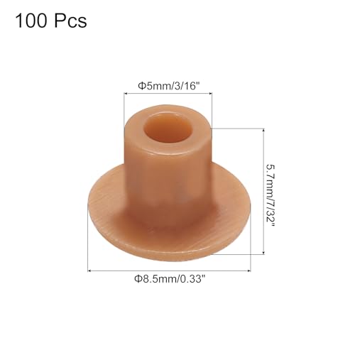 Image of MECCANIXITY 100pcs Plastic Hole Plugs, 5mm (3 /16 Inch) Dull Red Screw Caps Cover Snap in Locking Round Button Top Shelf Plugs for Cabinet Cupboard Bookcase License Plate Furniture