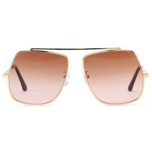Oversized Square Sunglasses for Women Trendy Big Large Gold Metal Frame Pilot Sun Glasses 2025 Fashion Ladies Shades