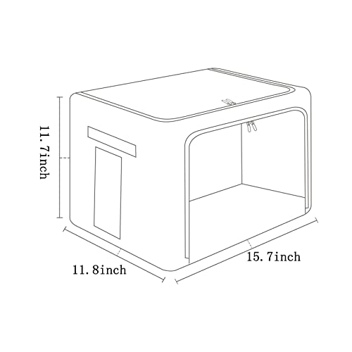 Image of FHSQX 2 Pack Clear Window Storage Bins - Large Stackable Linen Fabric Storage for Clothes Foldable Container Organizer Set with Carrying Handles (Light Gray, 15.7x 11.8x 11.7 Inch)