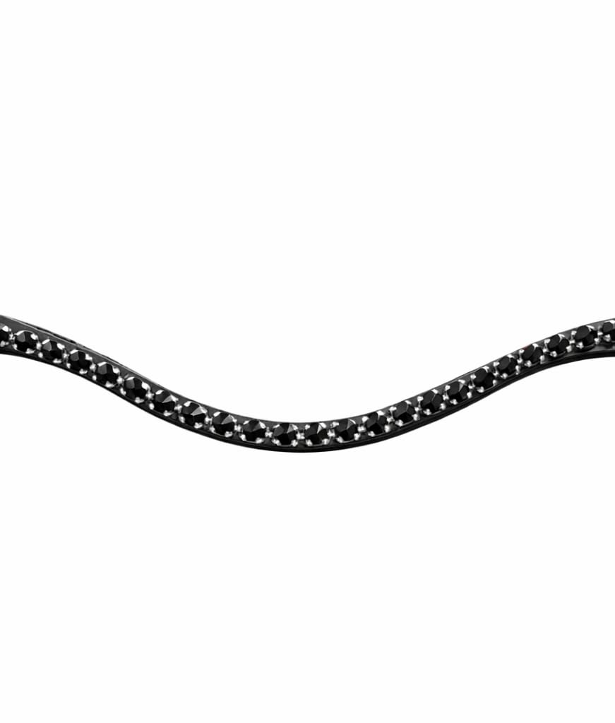 BENZ EQUESTRIAN Horse Browband 10mm 1 Row Bling U-Shaped Browband in Black Leather Dressage bridle Quick Snap Change for Equestrian Purpose (Small, Jet Black)