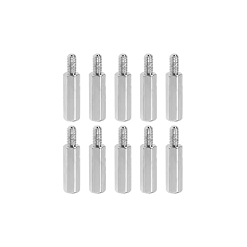 YOKIVE 10 Pcs M3 Standoff Screws, Nickel Plated Hex PCB Standoffs, Keep Height Consistent, Great for Motherboard (Silver Tone