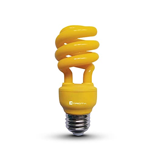 Image of Xtricity Yellow Bug Light Bulbs Compact Fluorescent T2 Spiral, E26 Base, 13W (60W Equivalent), 800 Lumens, Outdoor, CFL, 120V - UL Listed (1 Pack)