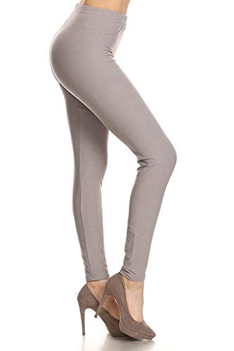 Image of Leggings Depot Women's High Waist Leggings Soft 1 inch Waistband Solid Pants - Regular, Plus, 1X3X, 3X5X
