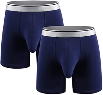 Ouruikia Men's Underwear Cotton Boxer Briefs Long Leg Boxer Brief Shorts No Ride Up Boxers with Separate Pouch