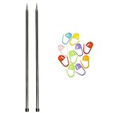 Lykke Knitting Needles Straight Driftwood 10 inches Long (25.5cm) US 10 (6mm) Bundle with Artsiga Crafts Stitch Markers