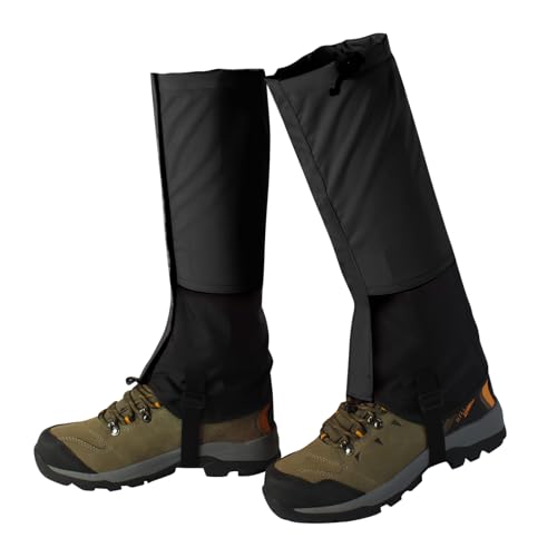 Shyllin Polainas Impermeables, Exteriores Polainas Senderismo, Ajustables Polainas Senderismo, Aire Libre Gaiter Legging, Hombres Polainas Nieve para Escalar Montañas,Trabajar Jardinería (Negro)