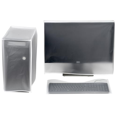 Computer Dust Cover, SZBRO Monitor +Keyboard+CPU Tower Desktop 3 Pieces Set PC dust proof Computer covers Case (25''-27" Monitor Set)