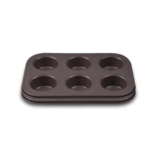 BERGNER BAKE LOVERS - Set de 2 Moldes de 6 Muffins de 26.5X18.5X3 cm - Piezas para el Horno de Extrema Resistencia - Fabricados en Acero Antiadherente - Apto para Horno y Lavavajilla