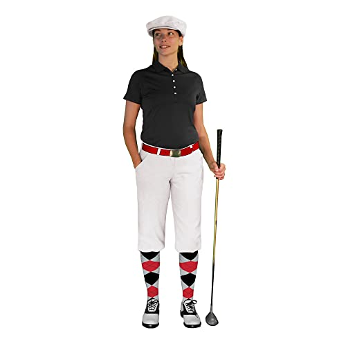 Golf Knickers Ladies Select A Style Outfit - Matching Golf Cap - White - Waist 16 - Sock - White/Navy/Red