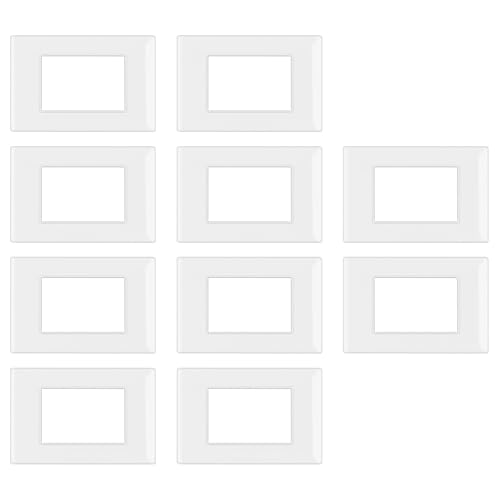 Placche Interruttori Compatibili Plana, Set 10 Pezzi Placca 3 Moduli Bianco, Mascherina in Plastica per Scatola 503