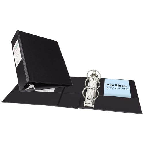 Avery Mini 3 Ring Binder, Holds 5.5' x 8.5' Paper, 2' Round...