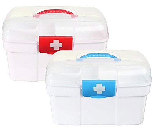 Empty First Aid Kit Family Medicine Chest Storage Box Household Plastic Drug Holder Case Medicine Cabinet (Blue-Small Size) - Thumbnail 5