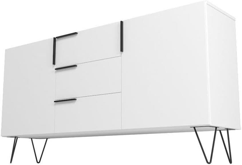 Manhattan Comfort Beekman 62.99" Sideboard with 4 Shelves, White