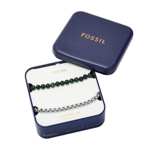 Image of Fossil Men's Plated Stainless Steel Engravable Personalized Gift ID, Chain or Cuff Bracelet for Men