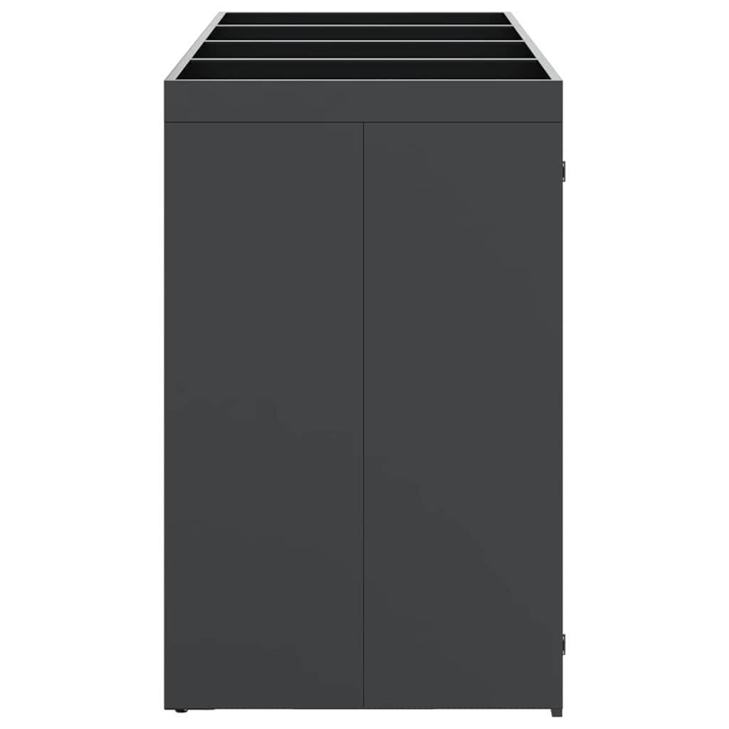 Copribidoni per 4 Bidoni di Spazzatura con Fioriera Contenitori Pattumiera Cassonetti Rifiuti 240 L Box in Acciaio Argento/Antracite Coperchio Bidone Resistente 4 Porte