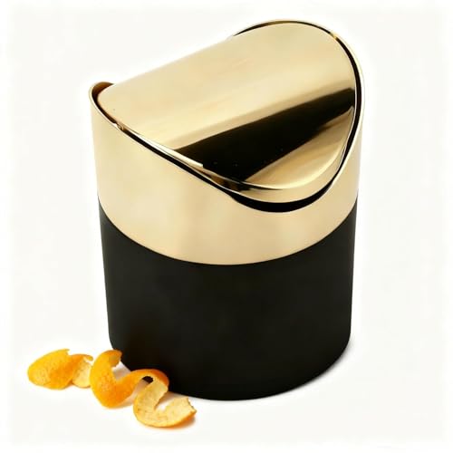 Bote de basura de mesa Tissting acero 1.5L con tapa dorada