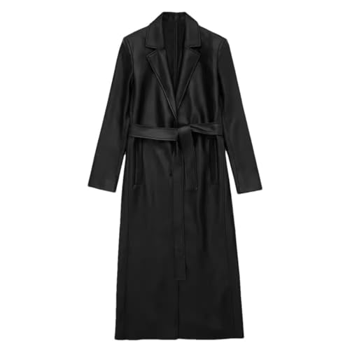 Trench long en cuir pour femme coupe ample d'une élégance intemporelle d'automne