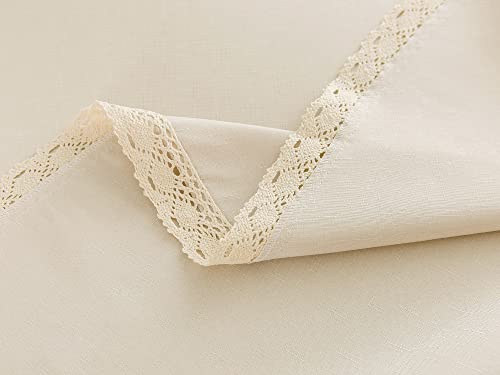 Ehousehome Faux Linen Tablecloth With Lace Trim - Waterproof/Spill Proof/Stain Resistant/Wrinkle Free/Oil Proof - For Banquet, Parties,Dinner,Kitchen,Wedding,Holiday,Nature, Square 70X70Inch #TOP4