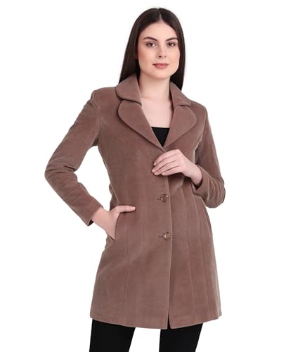 Image of Women's Wool Blend Long Coat with Stylish Lapel Collar and Button Closure - Elegant Winter Overcoat for Casual & Formal Wear