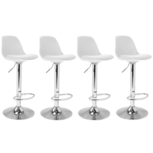 IDMarket - Lot de 4 tabourets de Bar Karl Design Blanc