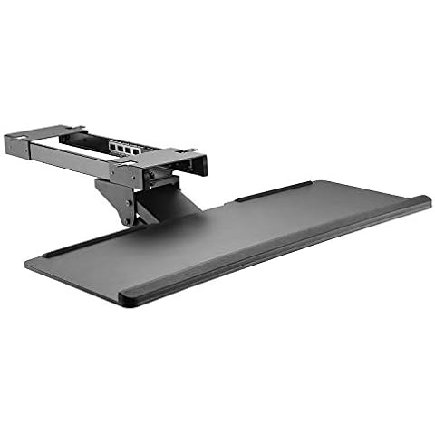 Allcam KBTUD02 Ergonomic Underdesk Keyboard Tray Shelf w/Wrist Rest, Swivel, Tilt & Height Adjustable Cover