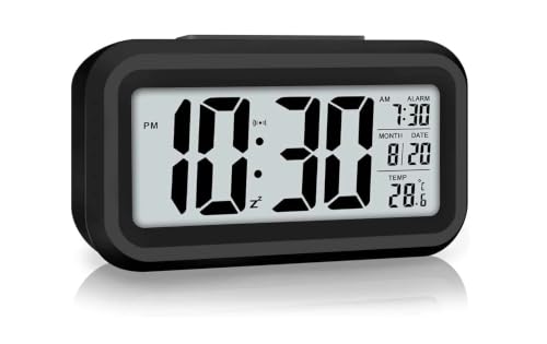 Image of Digital Alarm Clock for Students with Auto Sensor | LED Alarm Clock for Bedroom Night Use | Table Clock Digital with Date & Temperature | Study Table Clock for Kids, Girls, Boys | (Multicolour)