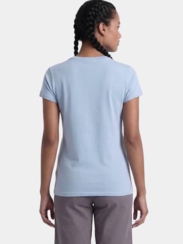 Image of Enamor Short Sleeve Crew Neck Regular Length Basic Crew T-Shirt for Women - Slim Fit, Soft and Breathable Stretch Cotton - E047