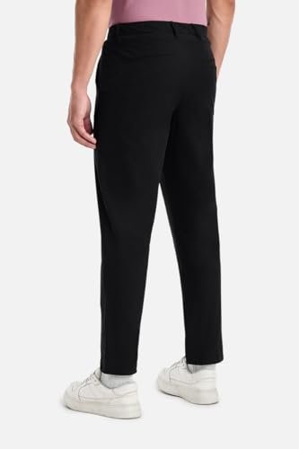 Image of SNITCH Men Trousers Casual Wear | Regular Fit Mid Rise Straight Leg Solid Pattern | Durable Polyester & Plain Weave Fabric for Daily Use & Office Outings