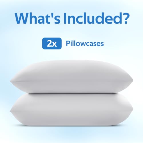 Image of Ice Fabric Cooling Pillowcases 2 Pack, Q-Max>0.5 Coolmax Pillow Cases with Envelope Closure, Silky Soft and Breathable Pillow Covers for Hot Sleepers, Fits King Size Pillows (20x36 Inches), Grey