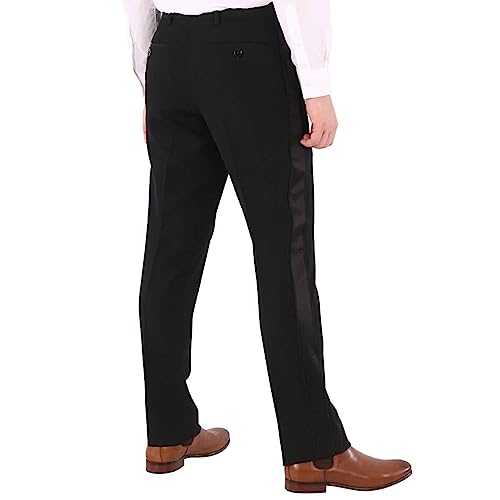 BURBERRY Men's Black Slim Fit Silk Satin Detail Wool Tailored Trousers, Brand Size 48 (Waist Size 32.7")4