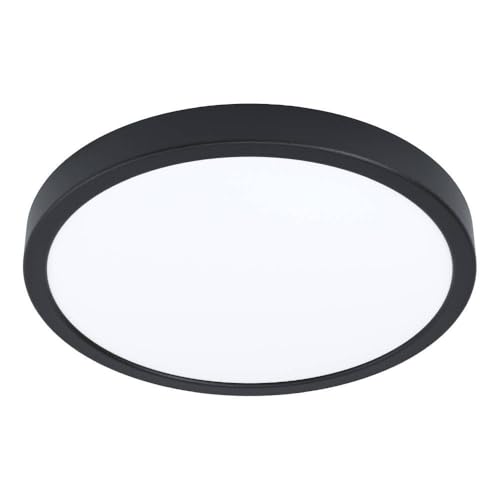 Eglo LED Ceiling Light Fitting Fueva 6, Round Ceiling lamp, Flush Light Fixture, Plastic in Black and White