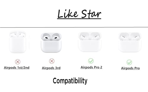 Image of Like Star (2024) Cartoon Design Case Cover for Apple AirPods Pro /Pro2, 360 Full-Body Protective Case Shockproof with Keychain Skin Protector Cover for Men and Women (Black Dog) With (Cable Protector)
