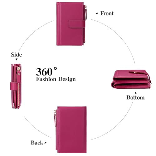 Image of Women's Wallet Ladies Travel Card Wallet Trifold Veagan Leather