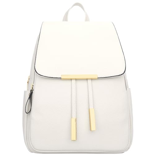 Image of KKXIU Trendy Leather Backpack Purse for Women and Ladies Shoulder Travel Daypacks Bags (A-White)