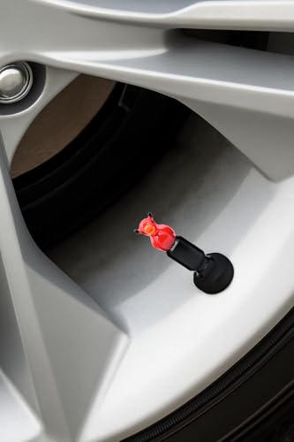 4-Pack Red Devil Duck Valve Stem Caps for Schrader Valves, Glossy Finish, Durable Metal Base, Fun Car, Bike & SUV Tire Accessories, Auto Tire Decoration for Enthusiasts