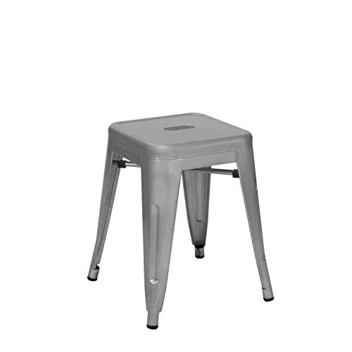 Vaukura Taburete Bajo Tolix - Taburete Industrial Natural Galvanizado