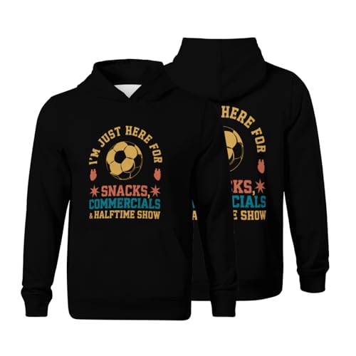 Kids I'm Just Here for Snacks Commercials Halftime Show Soccer Boys Girls Lightweight Kangaroo Pocket Fleece Hoodies