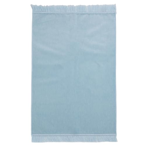 Modefa Turkish Islamic Velvet Janamaz Prayer Rug - Prayer Mat Carpet for Men and Women - Traditional Muslim Sajadah - Ramadan or Eid Gift - Solid Simple (Baby Blue)