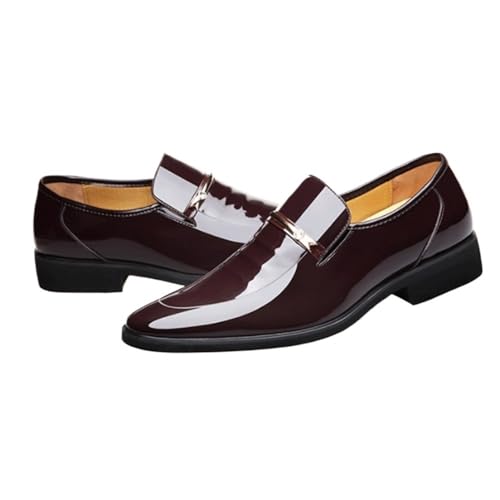 Men's Formal Oxford Shoes Block Heel Business Wedding Slip On Vegan Leather Pointed Toe2