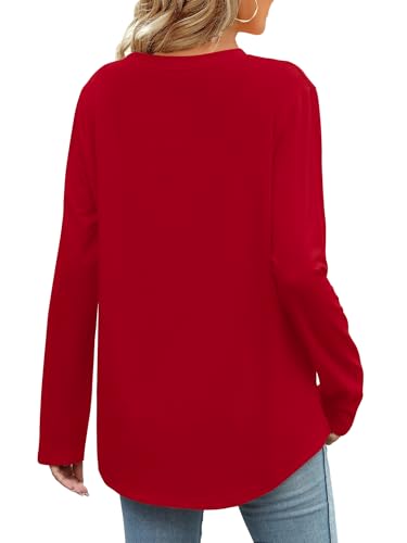 Image of Elesomo Womens Shirts Casual Crew Neck Short /Long Sleeve Tunic Tops Tees