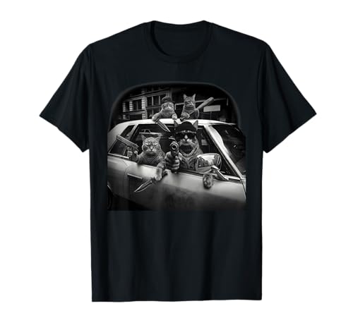 Cat Gang Meme Silly Cat Meme Trendy Funny Gangster Vintage T-Shirt