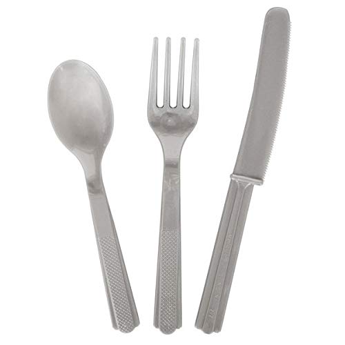 Unique-UK-39506-Silver-Assorted-Reusable-Cutlery-Set-18-Pcs-Pack-of-18