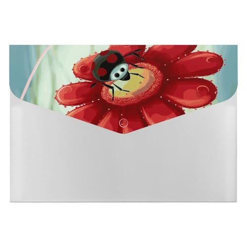 Dossier extensible A4 à 6 poches accordéon avec motif coccinelle pour l'organisation de bureau