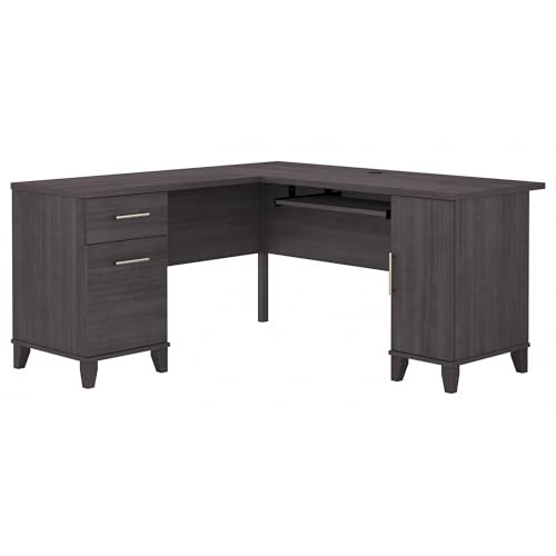 Bush Furniture 60-inch L Shaped Desk with Storage, Spacious Corner