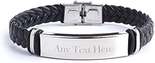 Print Maniacs Bracelet Mens Personalised Fathers Day Gift Engraved ID Him Birthday Leather Name ID Medical Bracelet Emergency Diabetes Allergies Alert Unisex For Him