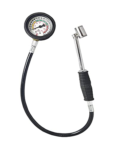 Image of S.I Tyre pressure Gauge with Hose & TTC, 200PSI Car Truck Heavy Duty Premium Tyre Pressure Gauge Air Pressure Check Gauge