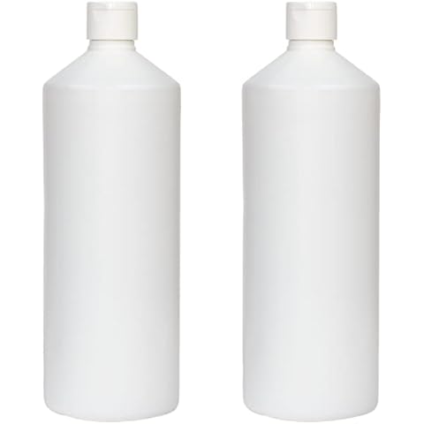 Twin Pack of 1 Litre HDPE Plastic Bottles with Flip Caps Cover