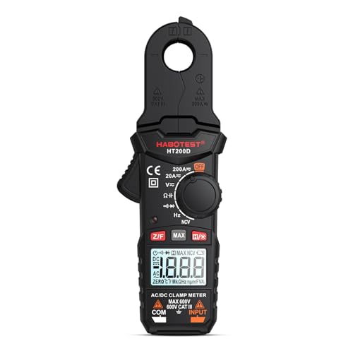 HT200D Digital Clamp Meter 2000 Counts True RMS NCV 600V Vole 200A DC/AC Current Digital Multimeter Clamp Current Meter Can Measure Resistance acitance Frequency Continuity Diode Test