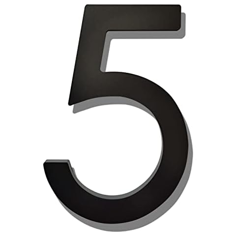 Ywonoby 5 Inch House Numbers for Outside-Large Modern 3D Floating Door Numbers-Weatherproof and Easy to Install-Matte Black Acrylic Number (5) Cover